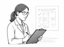 Quality lead completing a checklist against a standards board